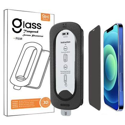 YOUPECK 2 Pack Auto-Alignment OneTouch Privacy films for iPhone 12 / 12 Pro, Tempered Screen Protector