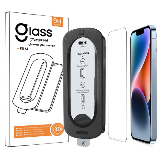 YOUPECK 2 Pack Auto-Alignment OneTouch Privacy films for iPhone 13/13 Pro/16e/14, Tempered Screen Protector